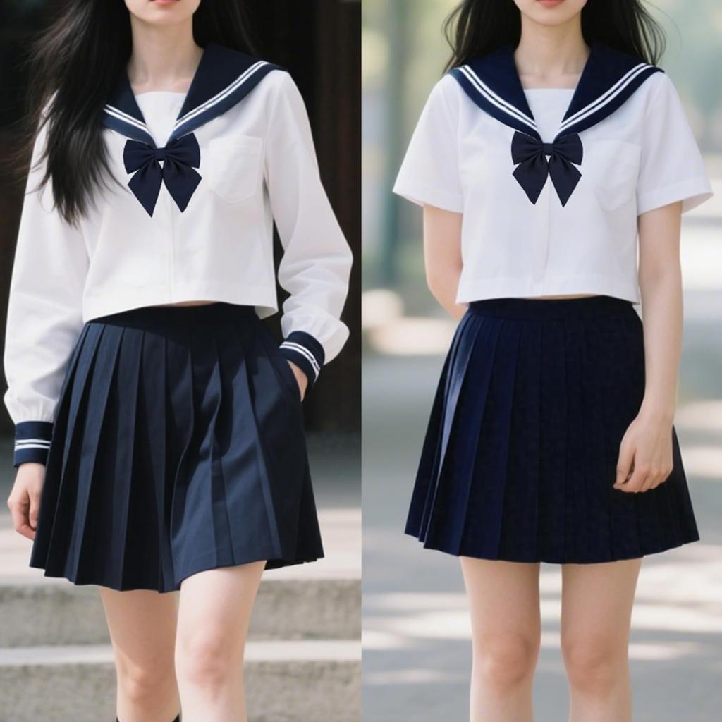 Sailor Authentic School Bow JK School Long Sleeve and Short Sailor Suit Skirt JK School Cultural Class Kansai Academy Plus British Middle School