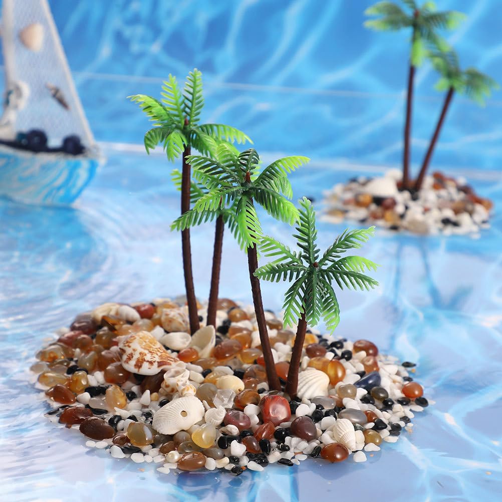 EXCEART Simulation Kokospalmen, Set aus 10 Miniatur-Kunstpalmen, Mikro-Landschaftsdekoration für Geburtstagsfeier, Weihnachten, Zuhause und Büro