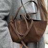 Yogodlns Women Handbag Light Luxury Suede Nubuck Leather Wing Bag Simple Large Capacity French Retro Shoulde rBag Casual Underarm Bag