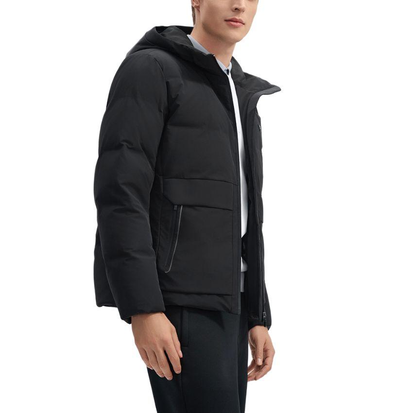 FILA White Versatile Solid Color Warm Hooded Long Sleeve Down Jacket Men Outerwear Black F11M443902FBK