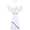 Women Halloween Angel Costume Sleeveless Chiffon Vintage Trim Tunic Dress Feather Angel Wings Headwear Set