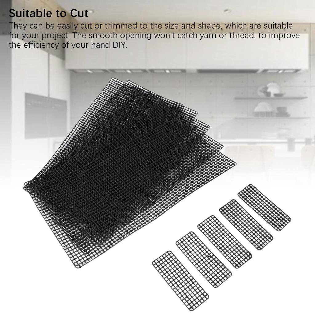 20pcs Plastic Mesh Canvas Sheets for Embroidery Crafting Crochet Purse Making Knit Crochet DIY Projects Black