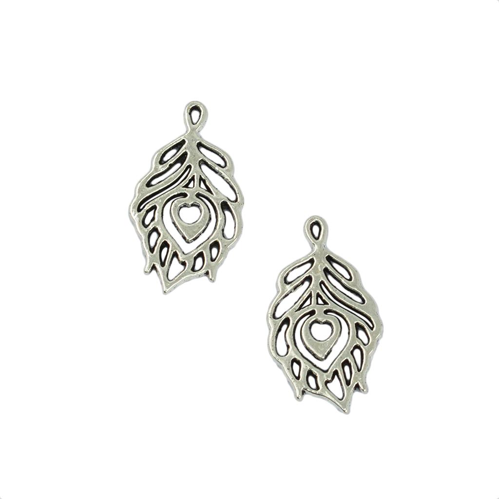 100pcs silver color feather Charms for Necklace Jewelry Making Accessories