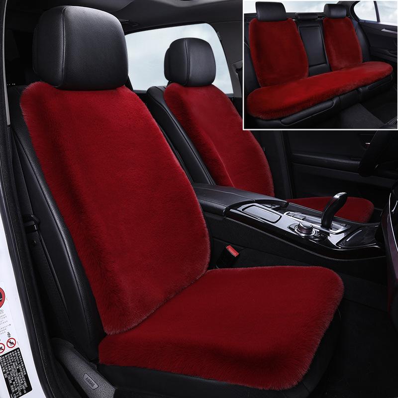 Winter Rabbit Fur Wool Heated Car Seat Cushion - Non-slip, Warm, for Single Seat with Small Waist Support