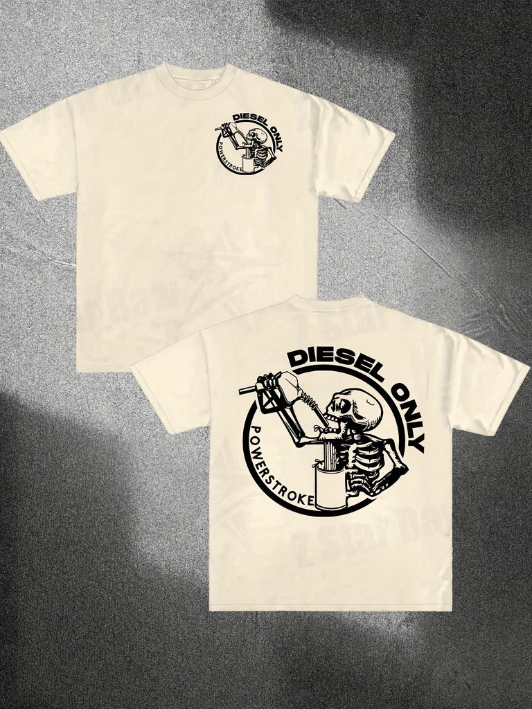 Diesel Only Skull Print T Shirt Men Women Cotton Tees Luxury Brand Short Sleeve High Quality Y2k Tops Men's T-shirt Streetwear