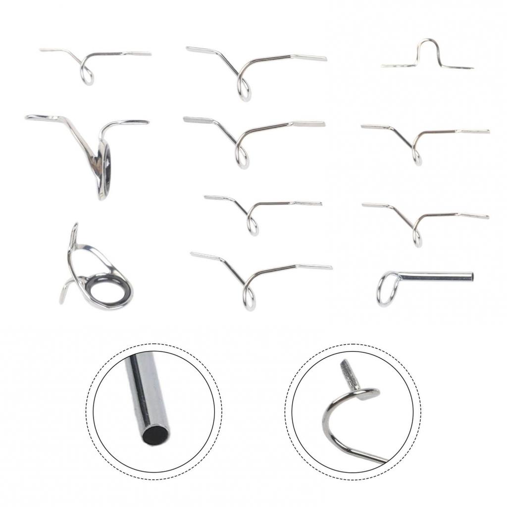 Fly Fishing Rod Guides Set Hard Guides And Tip Ring Hook Keeper For Rod Repair