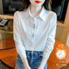 Women Casual Long Sleeve Polyester Shirt With Embroidery