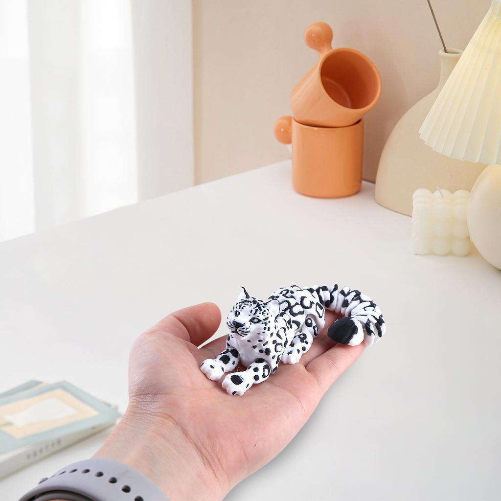 3D Printed Flexible Articulated Fidget Toys Creative Skeleton Snow Leopard Ornament Articulating Animal Figurine for Kids Adults