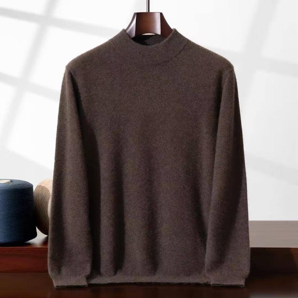 New thickened cashmere sweater semi-turtleneck sweater with cashmere bottoming knitted sweater