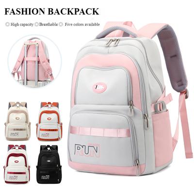 BAIJIAWEI 2025 New Fashionable Contrasting Color Schoolbags Junior High School Students Large Capacity Backpack Simple Letters Teenager Light Book Bag