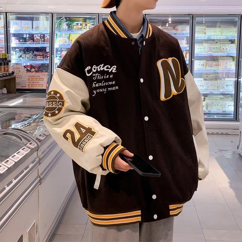 2024 Men's Trendy Patchwork Baseball Jacket: Spring & Autumn Youth Casual
