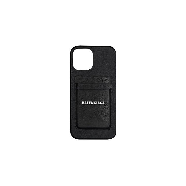 Balenciaga Cash Magnet Magnetic Lychee Grain Leather Card Holder Unisex Accessories Black 6758352102T1090
