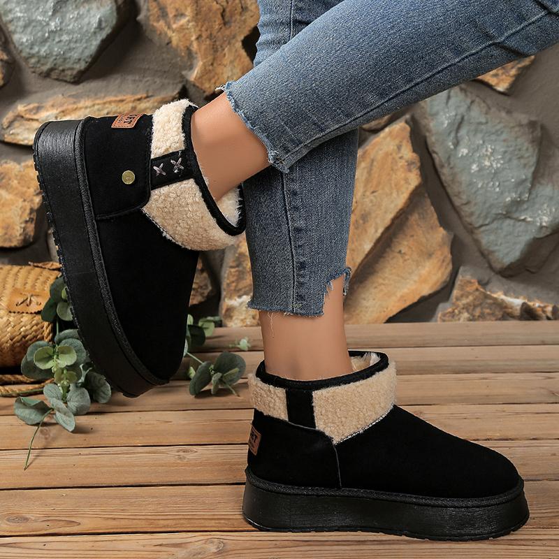 Women's Winter Plush Warm Snow Boots Outdoor Thick Sole Non Slip Cotton Padded Shoes Woman Fashion Faux Fur Platform Ankle Boots