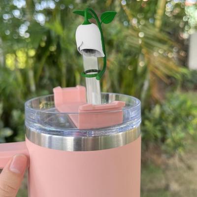 Rose Flower Straw Cover BPA Free Silicone Reusable Dust-proof No Spill 6-10MM Tumbler Straw Tip Plug Topper Protector Cup Accessories