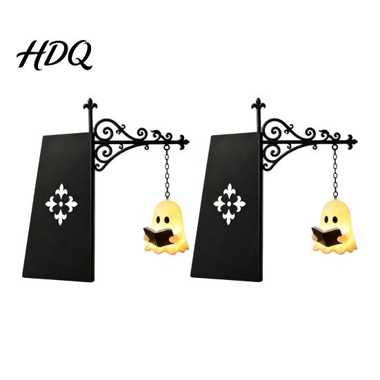 Iron Bracket Desk Light Ghost Bookshelf Night Light Reading Lantern with Sliding Insert Board Retro Metal Lamp Vintage Cozy Warm Decor for