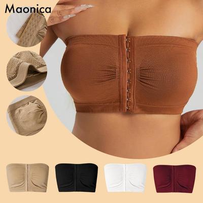 Damen Unsichtbarer BH mit Frontschnalle, europäische Größe, Push-Up-Unterwäsche, Sommer-Tube-Top, Wickel-Brust, L-6XL