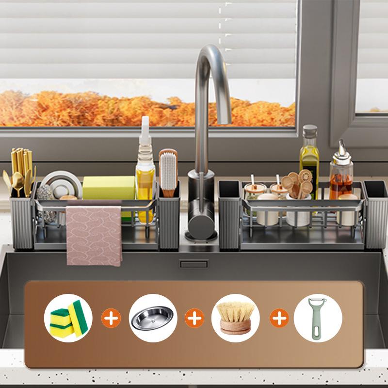 Küchenreinigungsgeräte Abtropfgestell Reinigungsschwamm Reiniger Aufbewahrungsgestell Kunststoff Multifunktional Geschirrtuch Stange Besteckhalter