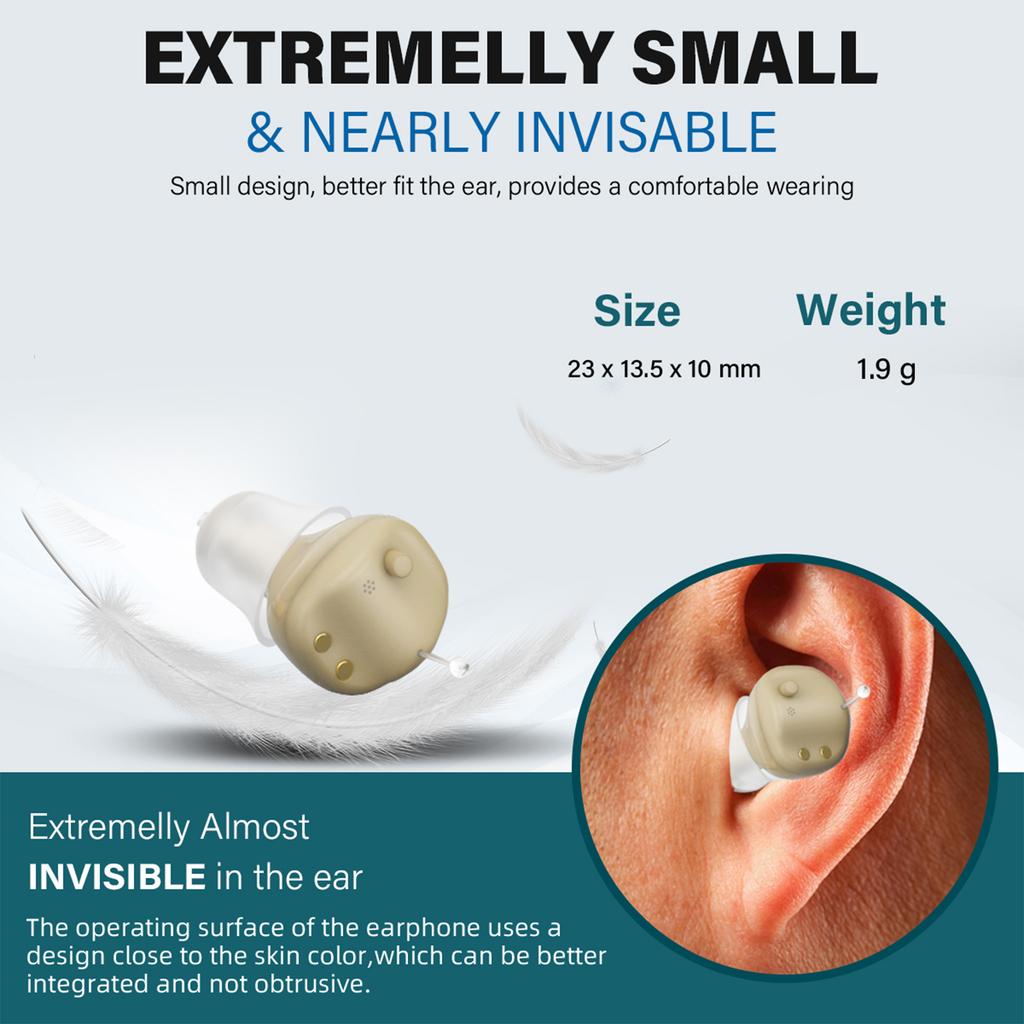 Z-68 Sound Amplifier Hearing Aid with Charging Case Digital Noise Reduction In-Ear Design Long Batte