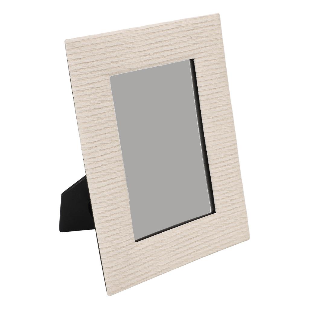 Picture Frame for Tabletop Display Leather Photo Frame for 6 Inch Photo Home Decor Unique Texture 8.5x4.7x6.5in Beige