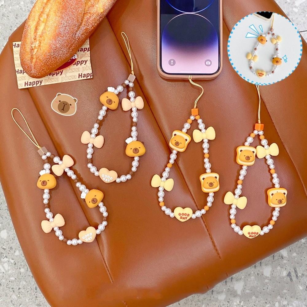 Anti-loss Mobile Phone Lanyard Biscuit Bear Cell Phone Strap Bead Phone Chain  Phone Charm