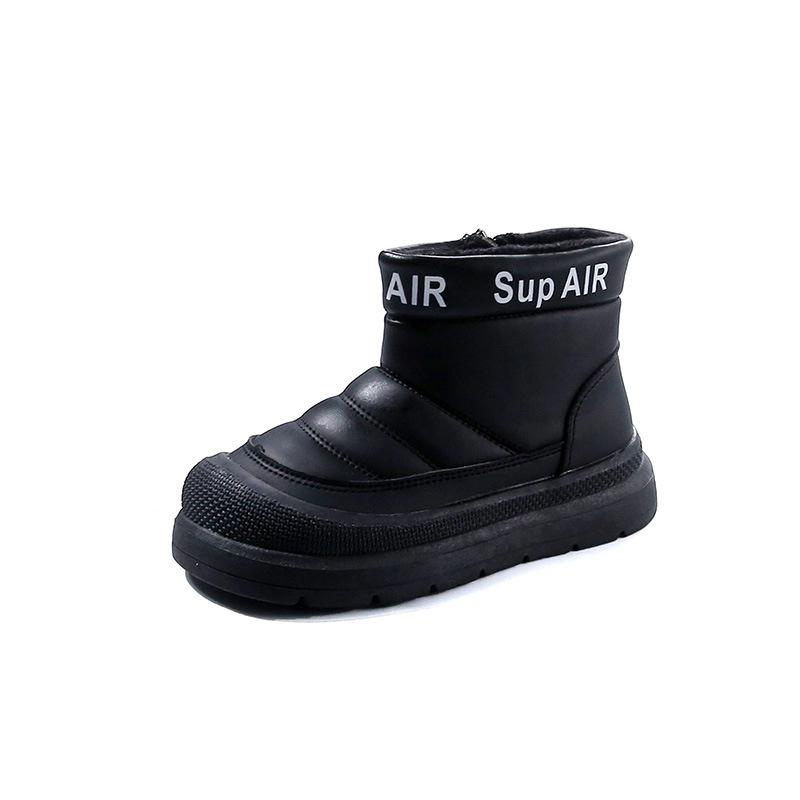 

Winter Hot Style Plus Velvet Children s Fashion Solid Color Boys and Girls Warm Soft Bottom Cotton Boots 26 чорний