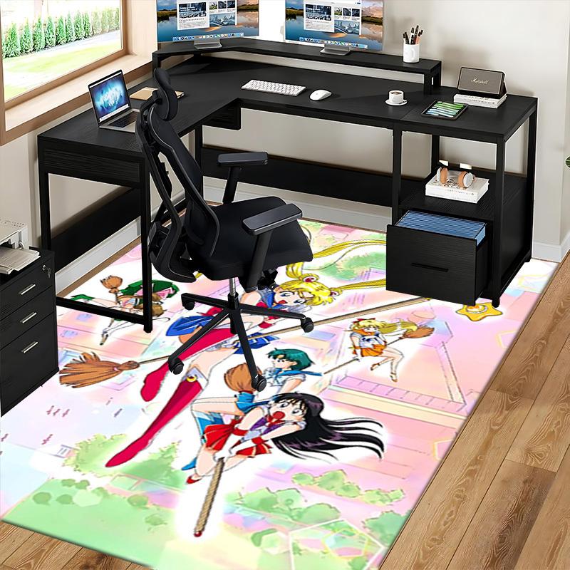 1pc Sailor Moon Anime Cartoon Design Office Chair Mat Non-Slip Carpet for Home Decor, Living Room, Bedroom, Game Room - Perfect Gift for Fans.O012