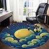 1pc Moon Waves Office Round Area Rug,  Mat Suitable For Office, Under Office Chairs Bedroom Living Room Home Decor, Room Deco