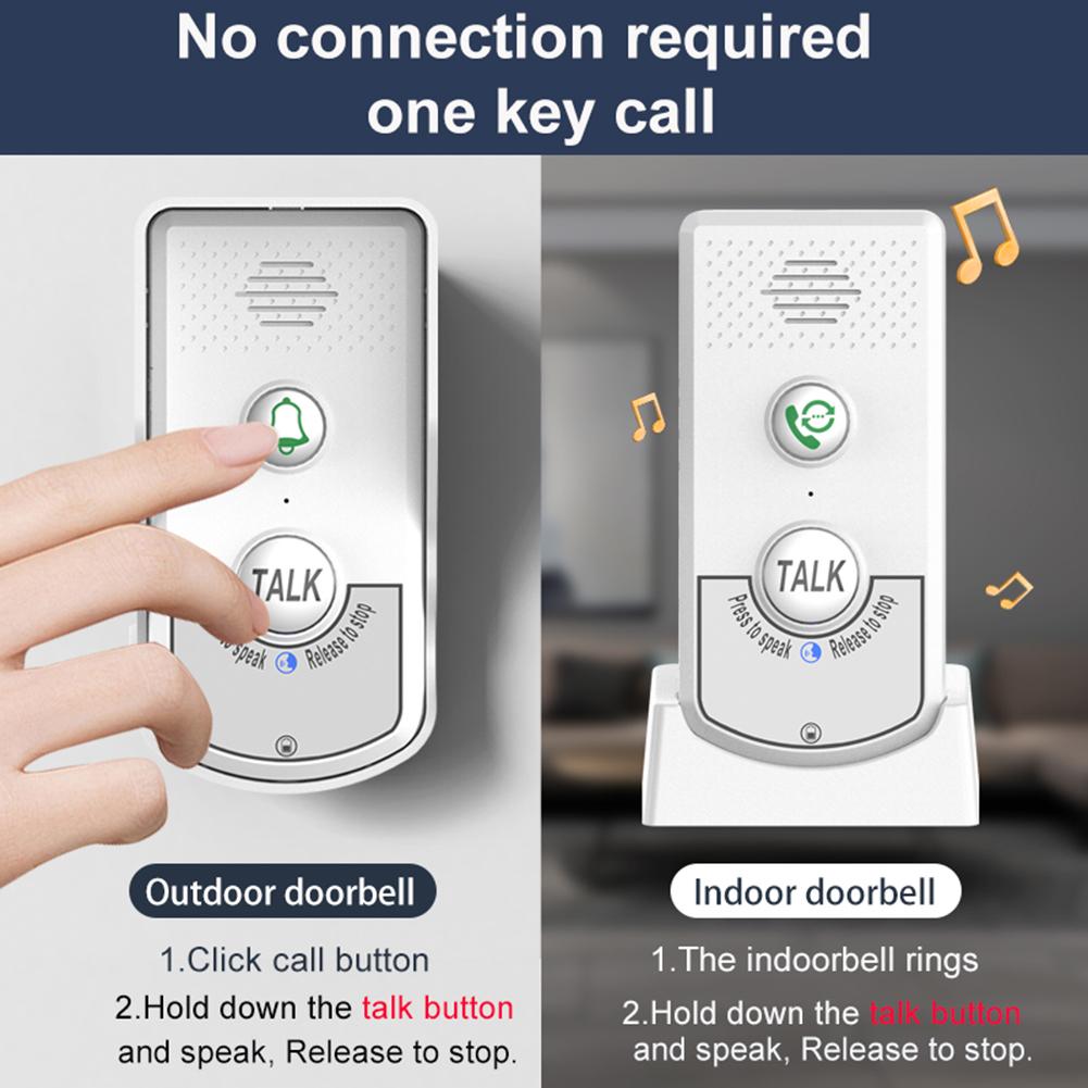 2 Way Voice Intercom Wireless Intercomunicador Audio Voice Sender and Reciever Waterproof Intercom Doorbell System for Home