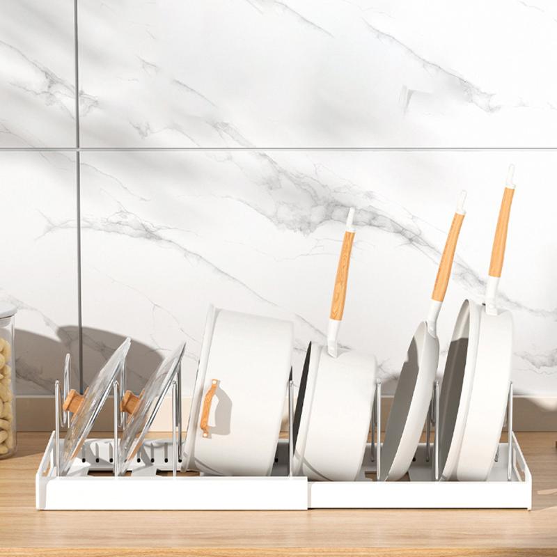 Skalierbarer Pfannenhalter, verstellbarer Topfdeckel-Aufbewahrungsregalschrank, Küchengeschirr-Organizer, Topfdeckel, Schneidebretthalter, Pfannenregal