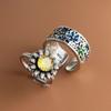 925 Silver Rings for Women Couple Minimalist Handmade Simple Yellow FLower Zirco Ring Fine Jewelry Gift Prevent Allergy