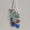 3Pcs Seaglass Hanging Decoration Handmade Bohemian Coastal Nautical Starfish Sea Glass Art Home Office Beach House Wall Ornament Pendant