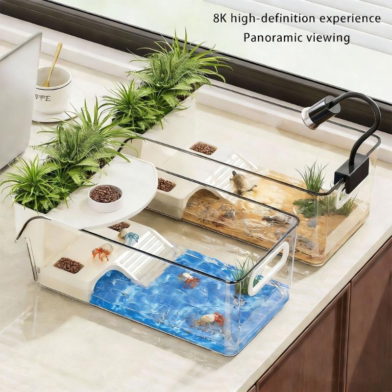Turtles Enclosure Tanks With Layered Platforms Cave Wetland Simulation And 360 Degree Visibilities For Reptiles Pet