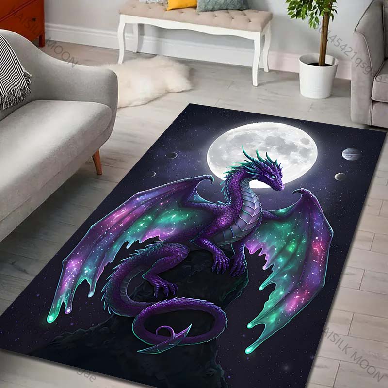 

Multiple sizes Purple dragon, moon backdrop Print Carpet Rug for Living Room Bedroom Sofa Doormat Home Decor Non-slip Floor Mat 40cm x 60cm
