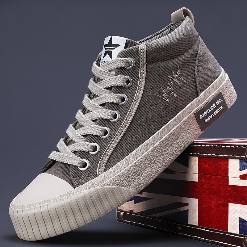 Spring New Mens Shoes for Mens High Top Shallow Mouth Breathable Casual Canvas Shoes Thin Comfortable Breathable Trendy Shoes for Men