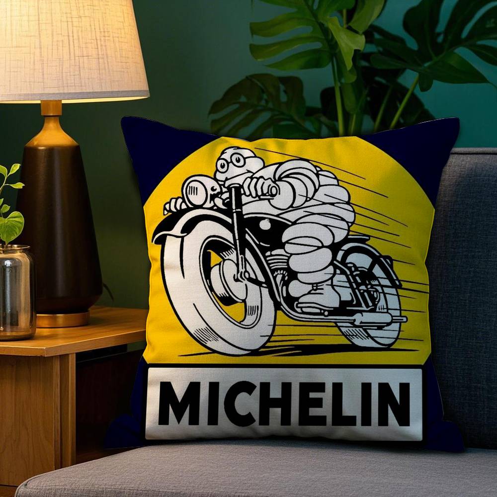 M-MichelinS T-Tyres Pillow Case Plush Fabric Soft Double Sided Print Sofa Cushion Cover Throw Pillow Covers