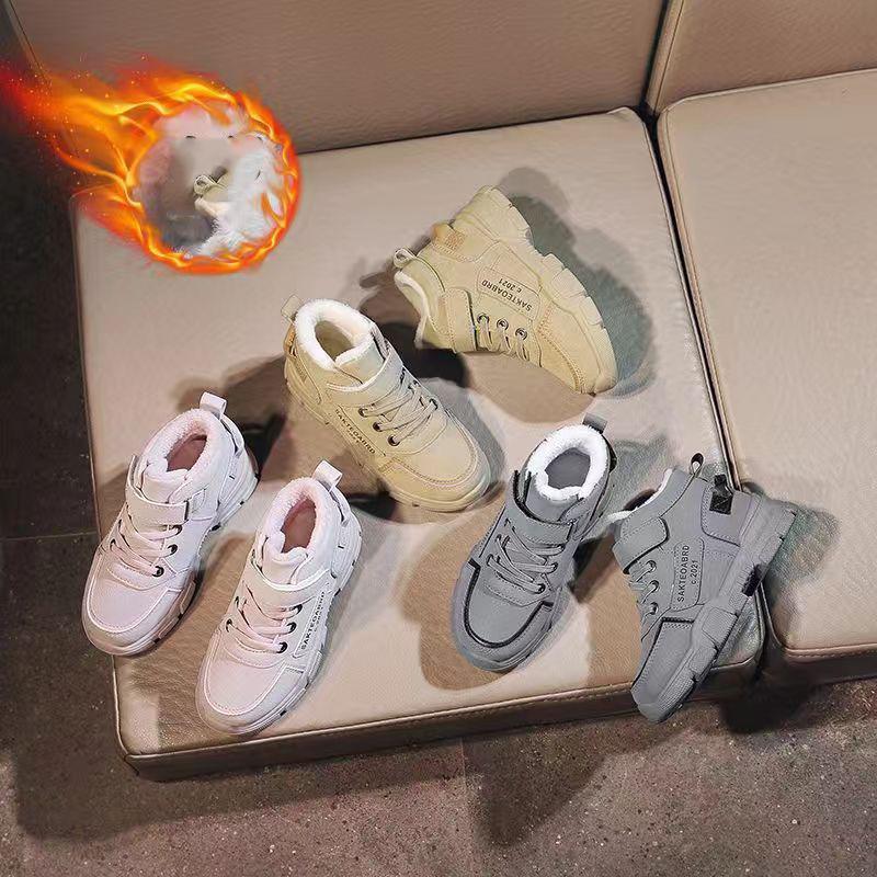 Jednokolorowe brytyjskie buty dziewczęce casualowe pluszowe zimowe miękkie dziecięce chłopięce krótkie buty dziecięce buty dziecięce Drop Shipping