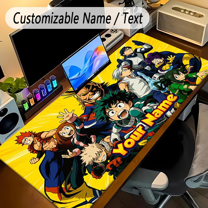 Large Mouse PadMy Hero Academia Custom Name Text Personalized Desk Mat Non Slip Gaming Pad