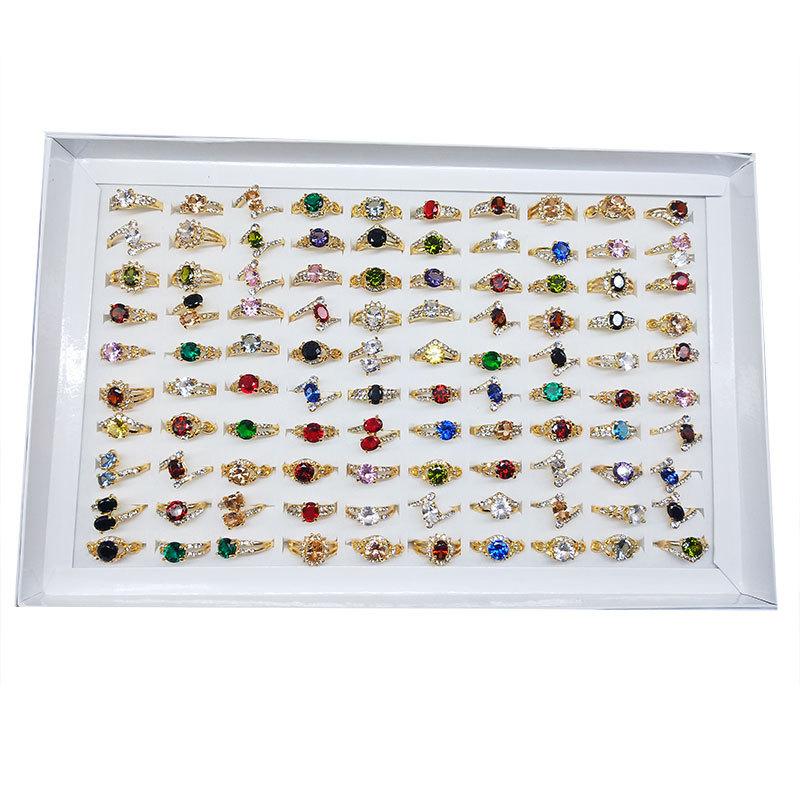 12Pcs Simple Color Zircon Crystal Ring for Women Ring Accessories