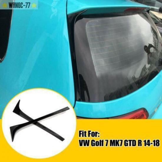 Gloss Black Rear Window Spoiler Side Wing Cover Trim For VW Golf MK7 2014-18