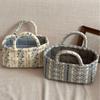 Floral Vintage Organizer Basket With Handle Portable Home Storage Basket For Living Room Kitchen Countertop