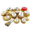 New 50mm 60mm 75mm Steel Wire Brush Brass Plated Wheel for Drill Rotary Tool Metal Rust Removal Polishing Brush Set