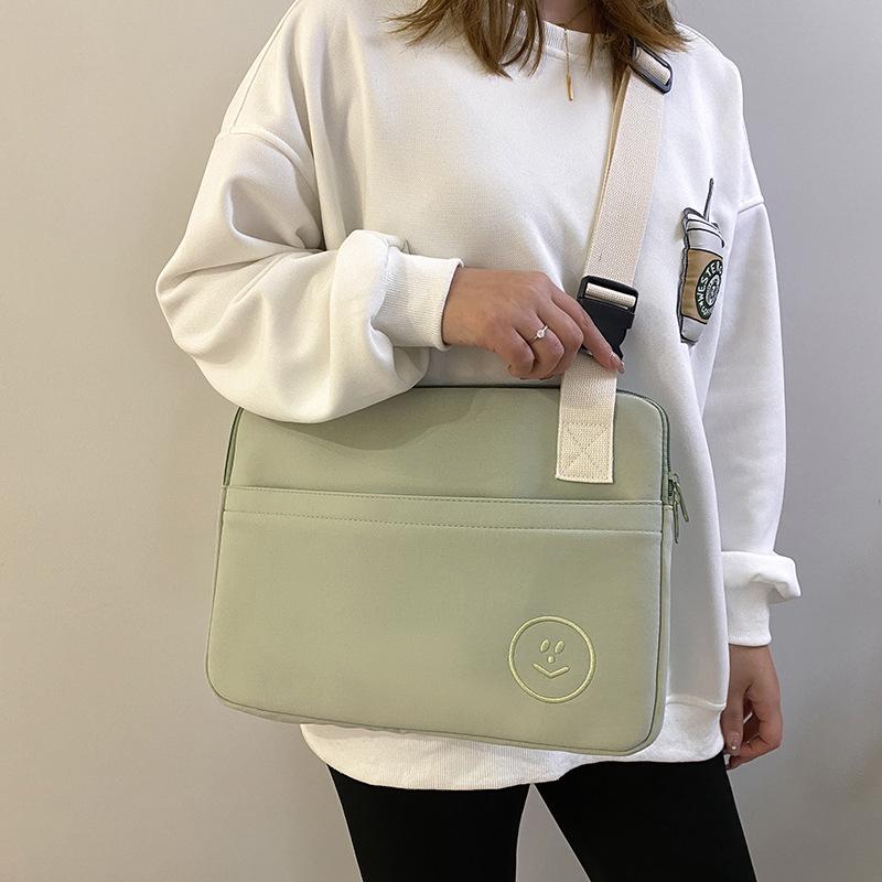 

Корейская вышитая сумка-кроссбоди с улыбающимся лицом, противоударная, водостойкая, для iPad и ноутбука