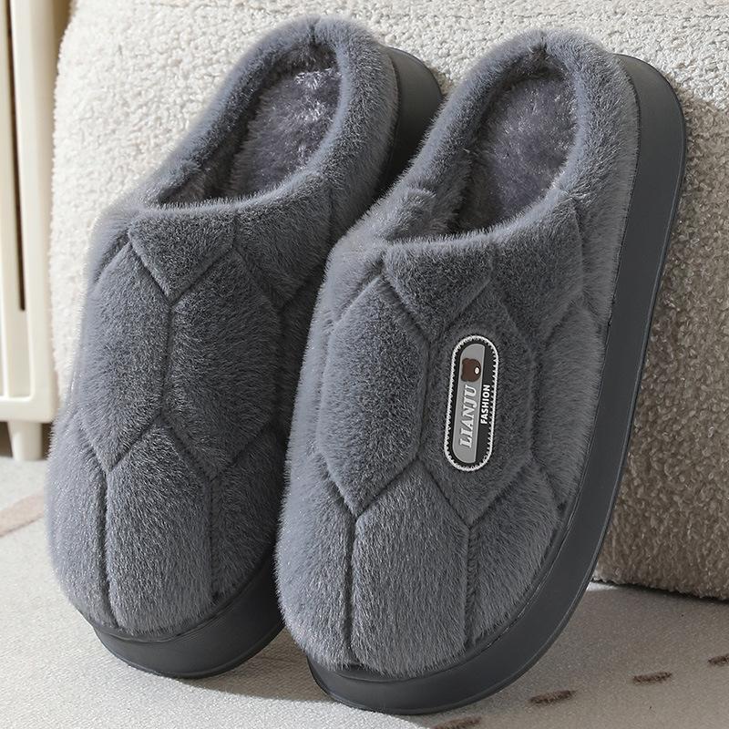 2025 Cotton Slippers Large Size Autumn and Winter Plush Thickened Warm Home Non-slip and Wear-resistant Outdoor Slippers