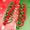 Charming Christmas Stocking Stuffer Bracelets, Red Green String Bracelet, Adjustable Rope Bracelet with Holiday Party Jewelry Charm And Tinsel
