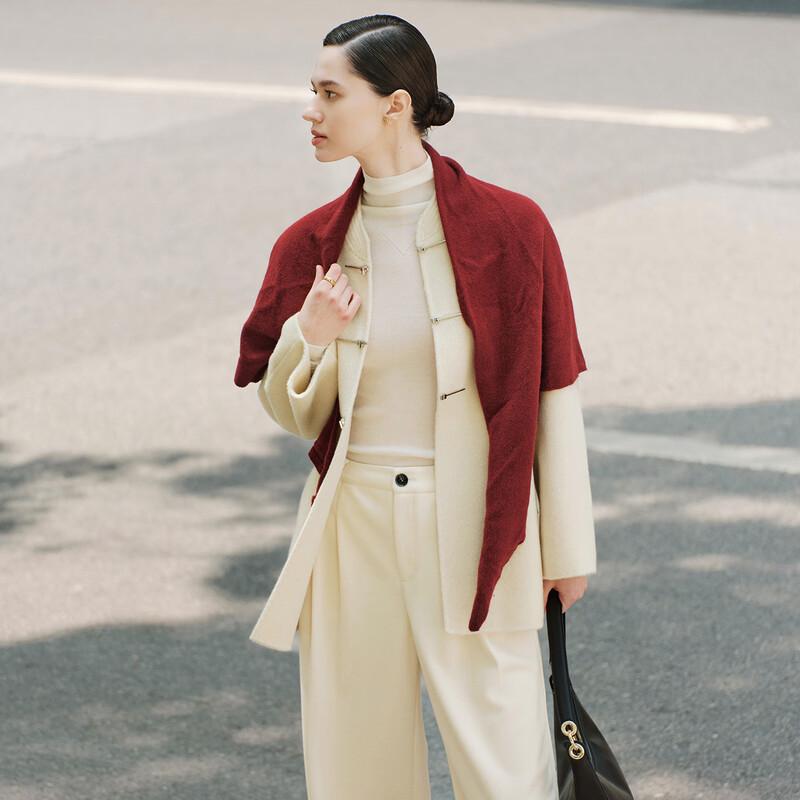 GIOVANNI VALENTINO Women's Winter Wool Blend Round Neck Coat