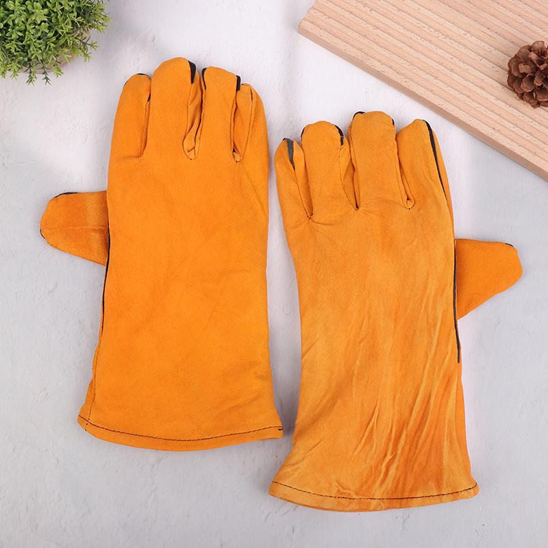 1Pair Heat-Proof Metal Welding Protector Gloves Cowhide Flame-Retardant Welding Work Gloves Mechanic Gloves Tools