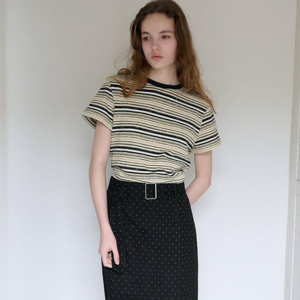 Elssibeui Polka Dot Belted Skirt_Black