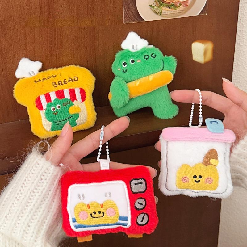 1Pc Cute Plush Gourmet Crocodile Doll Pendant Keychain Kawaii Cartoon Bread Doll Pendant Backpack Decoration Accessories Gifts
