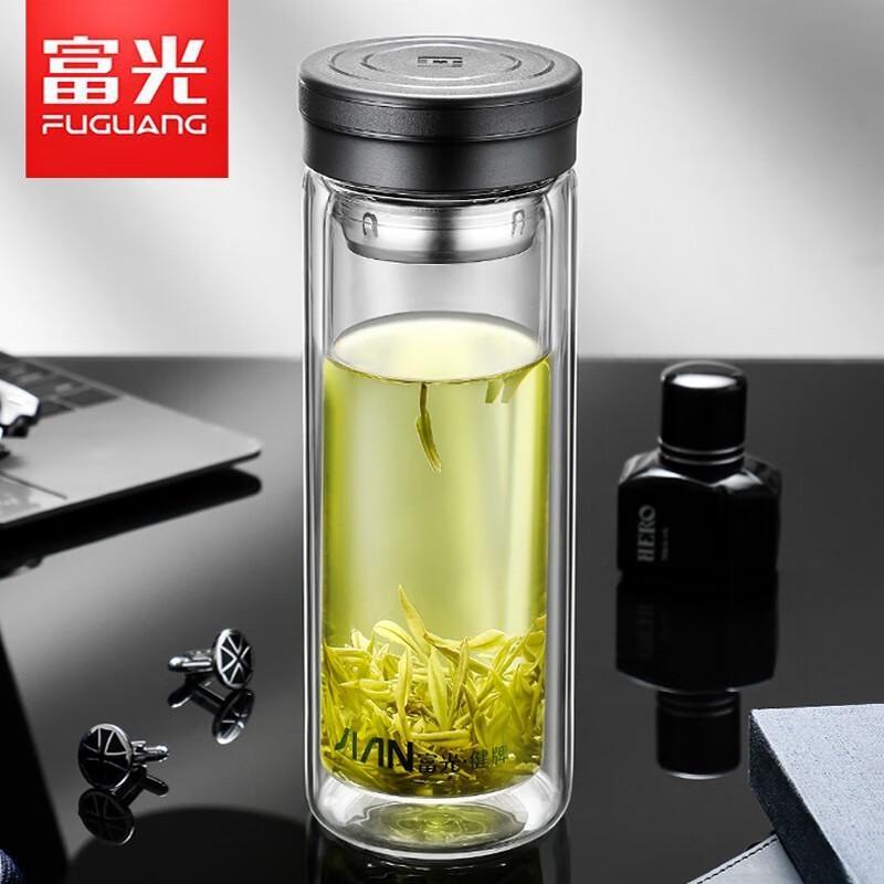 FUGUANG Double-layer Insulated Borosilicate Glass Water Bottle