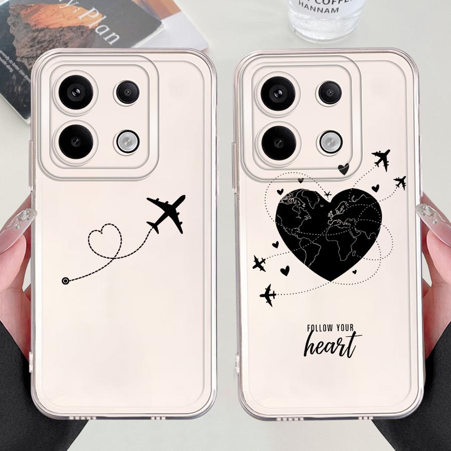 Soft Phone Cover Case for Xiaomi Redmi Note 14 Pro Plus 12S 13C 10S 9 10 14C A4 12 11S 11 Note 13 Love Airplane Art
